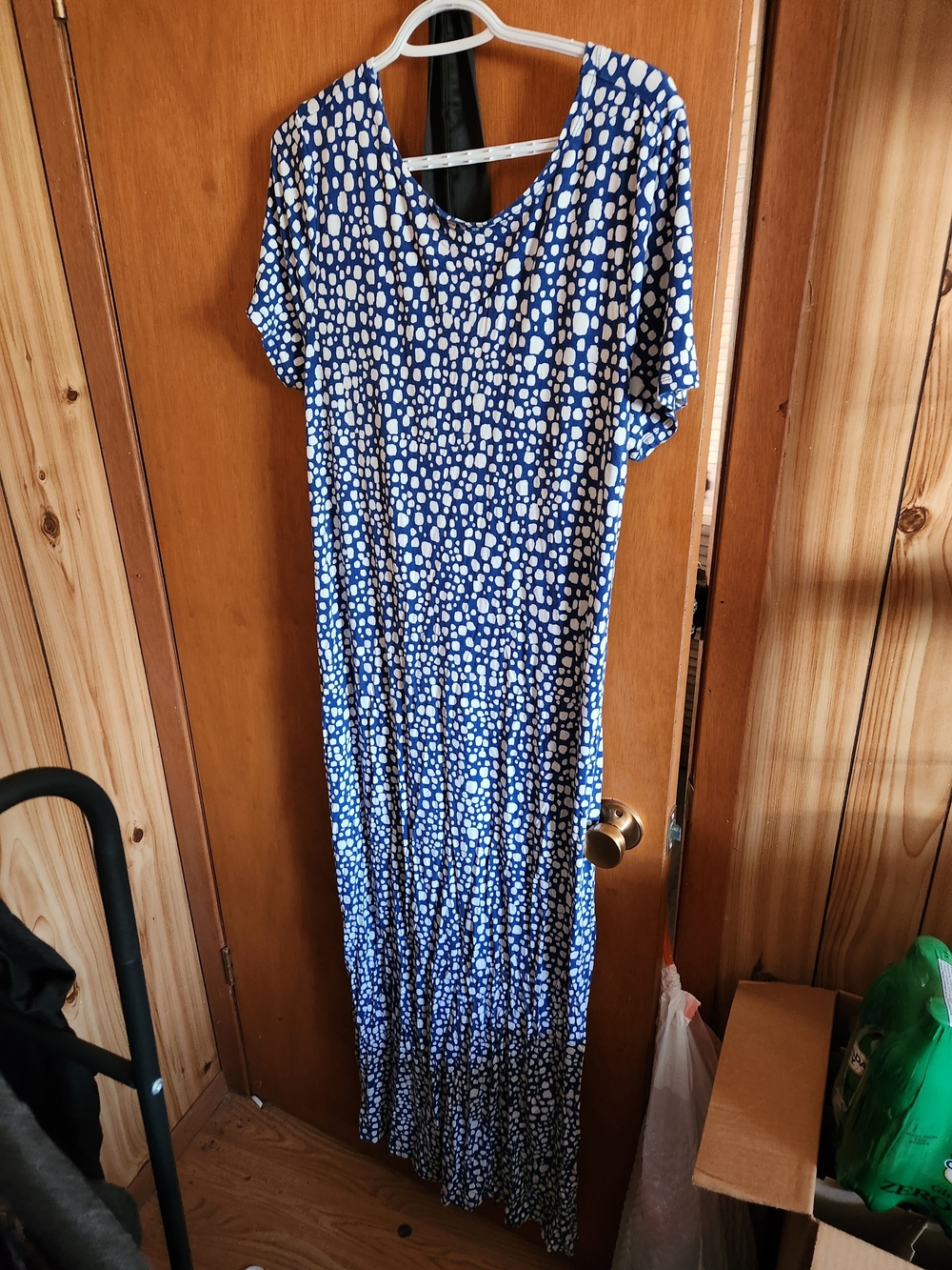 Eloquii Blue and White Spot Print Maxi Dress